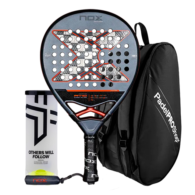 Pacchetto NOX AT10 Genius 18K Alum 2025 Agustín Tapia + Borsa per racchette PadelPROShop Nero + Palline Oxdog BOOST+