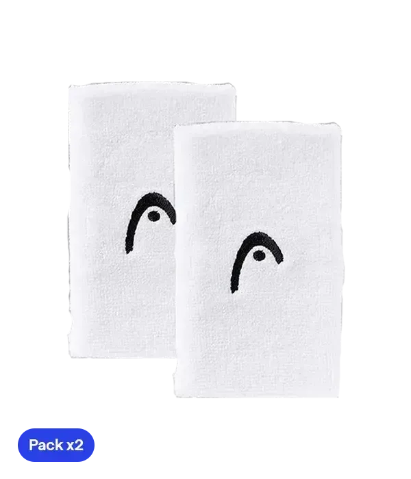Muñequeras Largas HEAD Blanco (Pack x2)