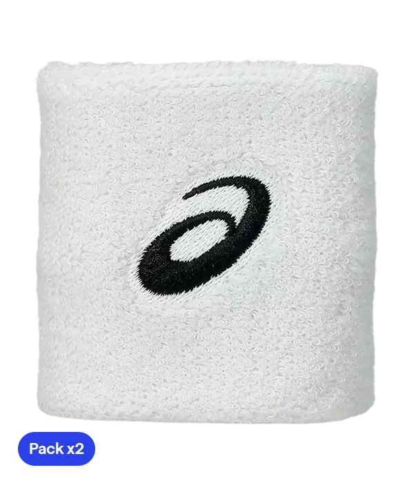 Muñequeras Asics Cortas Blancas (Pack x2) 2025
