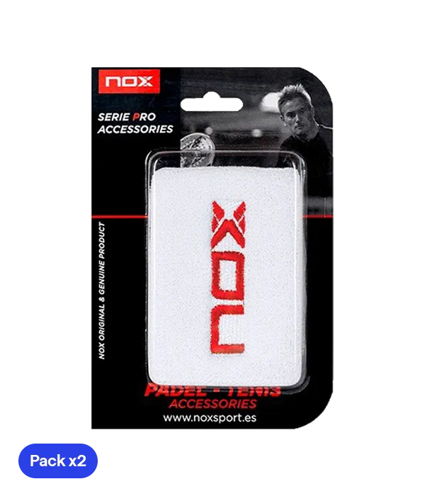 Muñequeras NOX Blanco/Rojo (Pack x2)