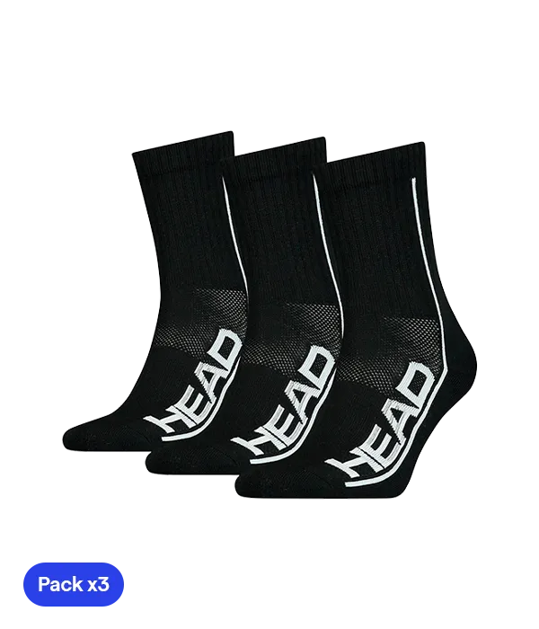 Calcetines HEAD Performance Short Crew Negro/Blanco (Pack x3)