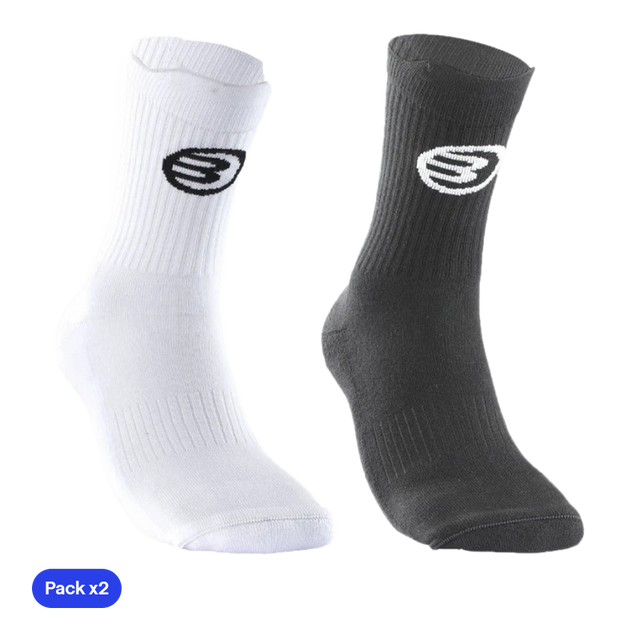 Calcetines Bullpadel BP263 Blanco/Negro 2026 (Pack x2)