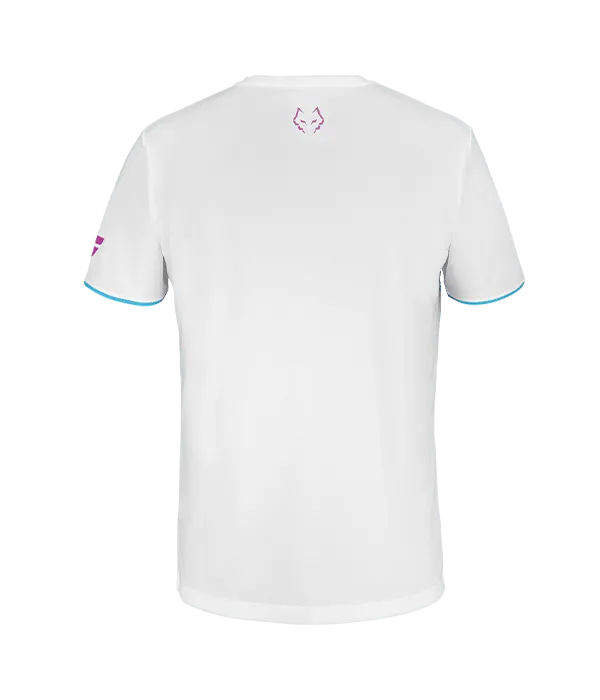 Camiseta Babolat Crew Neck Blanco Logo Rosa 2025 J. Lebrón