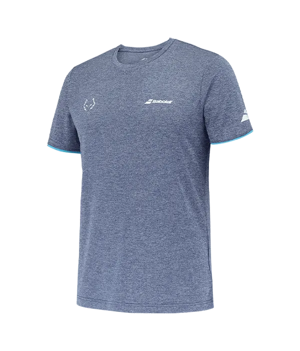 Camiseta Babolat Crew Azul Logo Blanco 2025 J. Lebrón