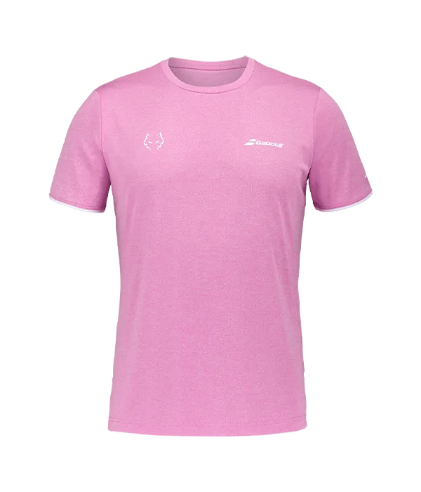 Camiseta Babolat Crew Rosa Logo Blanco 2025 J. Lebrón