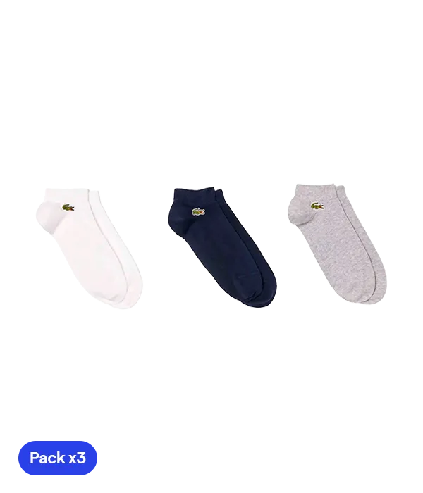 Calcetines Lacoste Cortos Azul/Gris/Blanco (Pack x3)