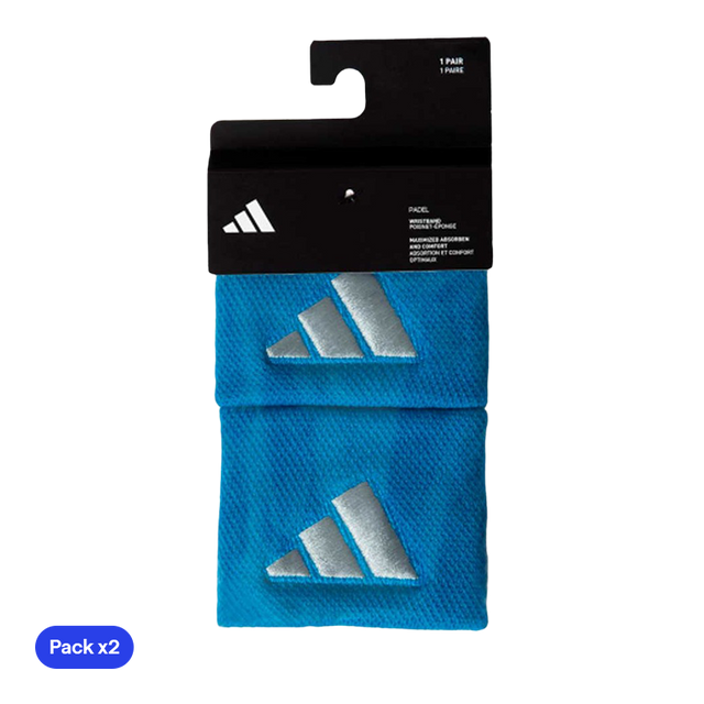 Muñequeras Adidas Cortas Azules Logo Grande
