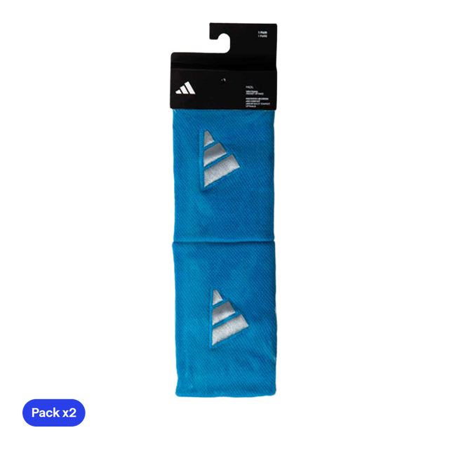 Muñequeras Adidas Largas Azules Logo Grande
