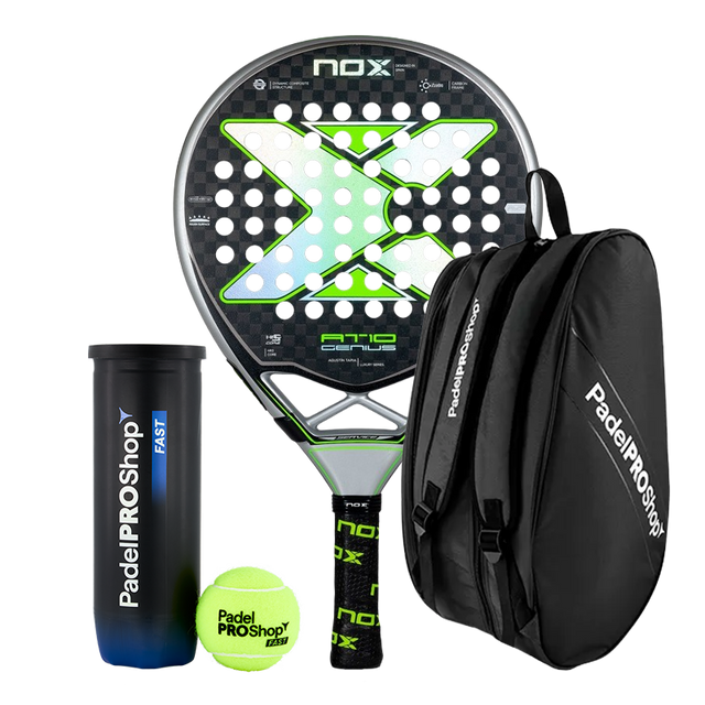 Pack Pala Nox AT10 Genius 12K Limited Edition Agustín Tapia + Paletero PadelPROShop + Pelotas PadelPROShop Fast