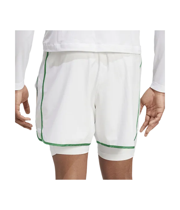Pantalón Corto Adidas Climacool Blanco Logo Verde 2025