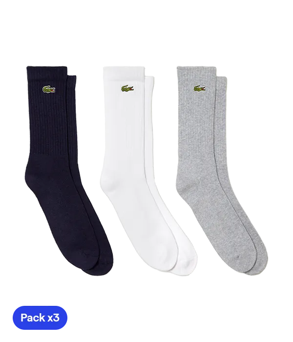 Calcetines Lacoste Sport Blanco/Gris/Azul (Pack x3)