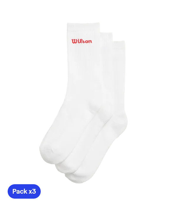 Calcetines Largos Wilson U Crew Logo Blanco 2025 (Pack x3)