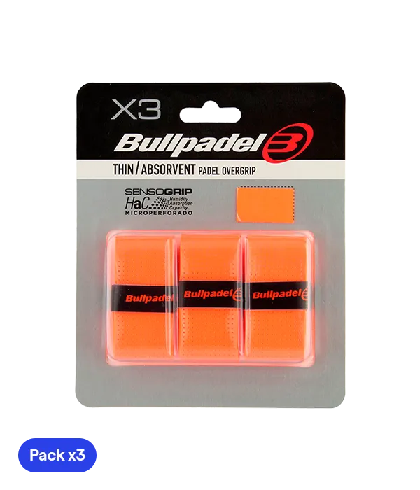 Overgrips Bullpadel GB1705 Thin/Absorbent Naranja Fluor (Pack x3)