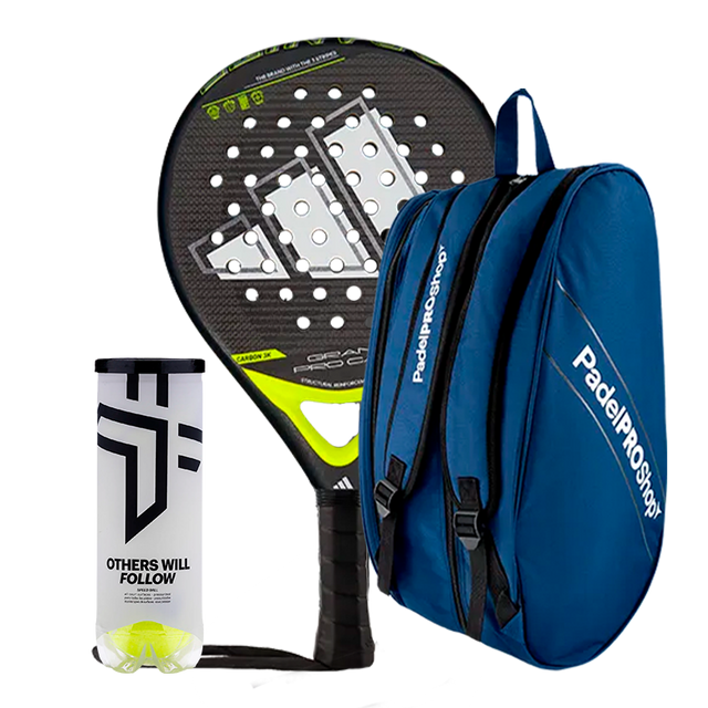 Packen Padelschläger Adidas Granite 2.0 Pro Carbon + Paddeltasche PadelPROShop + Bälle Oxdog BOOST+