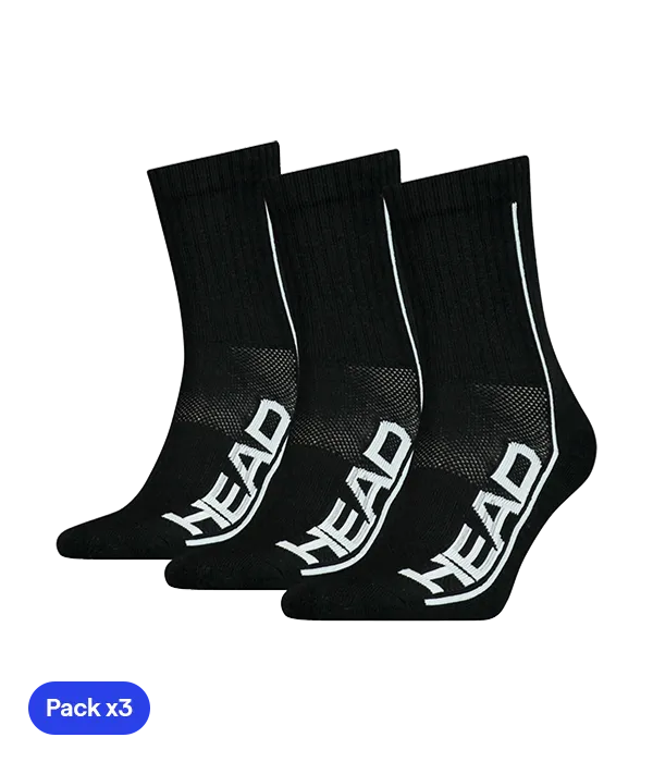 Calcetines HEAD Performance Crew Negro 2025 (Pack x3)