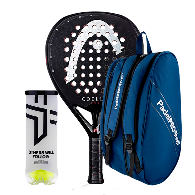 Packen Padelschläger HEAD Coello Pro 2025 + Padel-Tasche PadelPROShop Schwarz + Bälle Oxdog BOOST+
