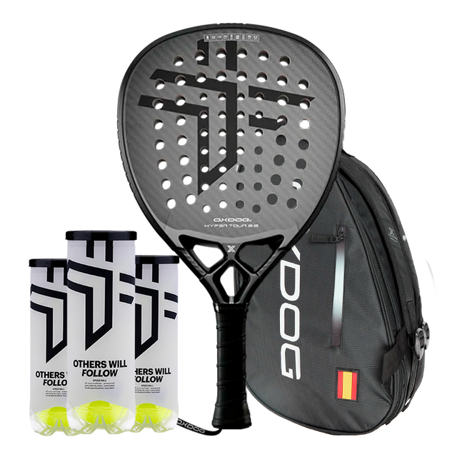 Pack Racket Oxdog Hyper Tour 2.0 2025 + Padel bag Oxdog FEP ultra tour padel bag + 3 Cans of Padel Pack Balls Oxdog BOOST+