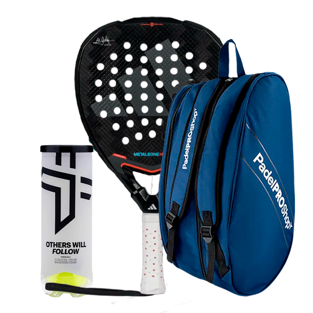 Packen Padelschläger Adidas Metalbone HRD+ 3.4 2025 Ale Galán + Paletero PadelPROShop Schwarz + Bälle Oxdog BOOST+