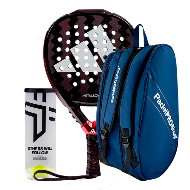 Emballer Raquette Adidas Metalbone 3.3 Ale Galán + Sac de padel PadelPROShop Noir + Balles Oxdog BOOST+