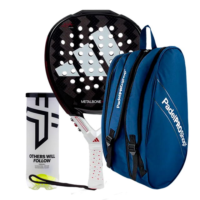 Packen Padelschläger Adidas Metalbone 3,3 HRD+ Ale Galán + Paletero PadelPROShop Schwarz + Bälle Oxdog BOOST+
