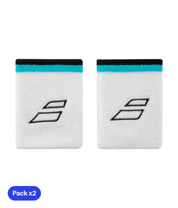 Muñequera Babolat Terry Jumbo Blanco/Azul (Pack x2)