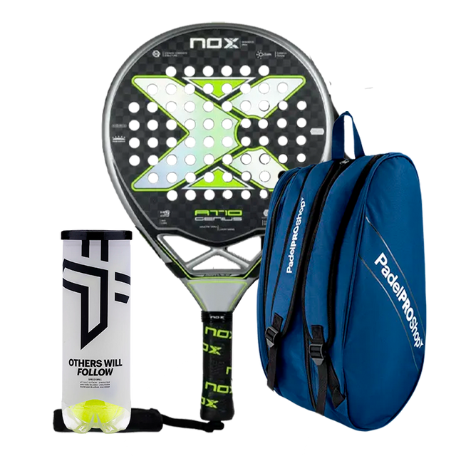 Packen Padelschläger NOX AT10 Genius 12K Limitierte Auflage von Agustín Tapia + Paletero PadelPROShop + Bälle Oxdog BOOST+