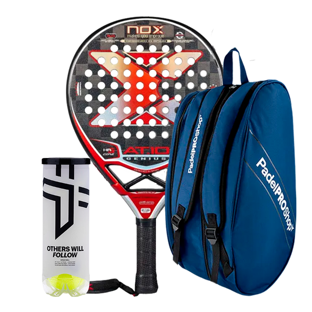 Pack racket NOX AT10 Genius 18K Limited Edition Agustín Tapia + Padel bag PadelPROShop + Padel Pack Balls Oxdog BOOST+
