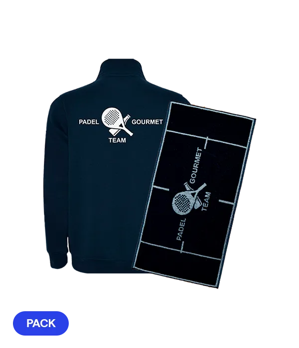 Pack Padel Team Gourmet: Sudadera Algodón Azul Marino + Toalla
