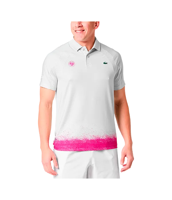 Polo Lacoste Roland Garros Blanco/Rosa 2025