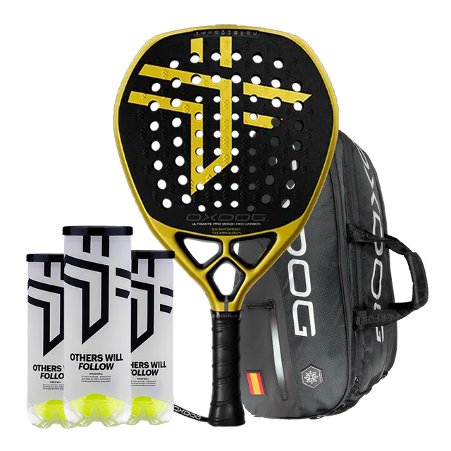 Packen Padelschläger Oxdog Ultimativer Smash 2025 + Padel-Tasche Oxdog FEP Hyper Pro Thermo Padel-Tasche + 3 Dosen Bälle Oxdog BOOST+