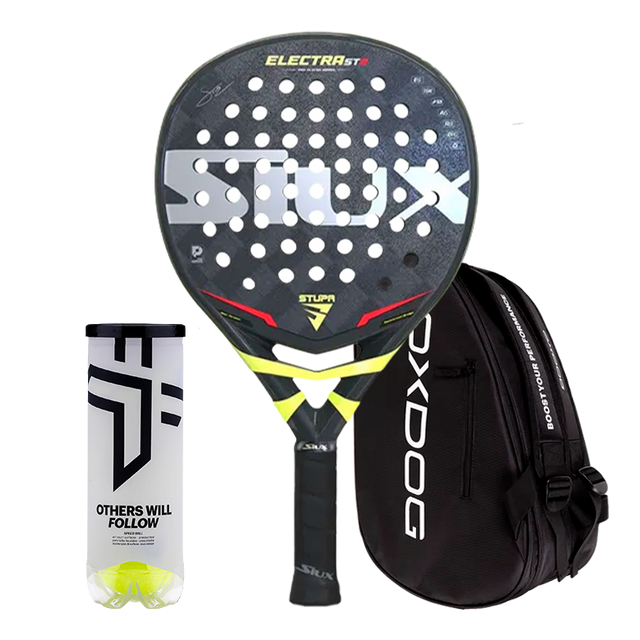 Pack racket Siux Electra ST2 Stupa Pro+ Padel bag PadelPROShop + Padel Pack Balls Oxdog BOOST+