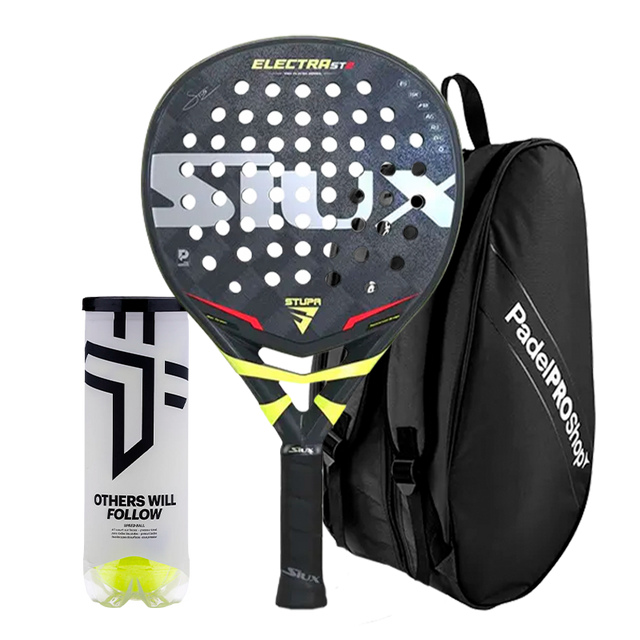 Pack racket Siux Electra ST2 Stupa Pro+ Padel bag PadelPROShop + Padel Pack Balls Oxdog BOOST+