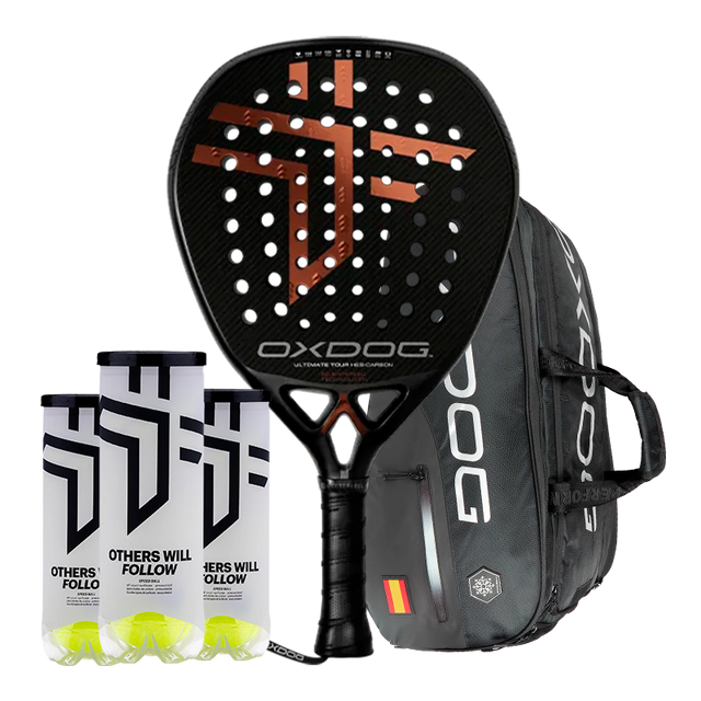 Pack Racket Oxdog Ultimate Tour 2025 + Padel bag Oxdog FEP hyper pro thermo padel bag + 3 cans of balls Oxdog BOOST+