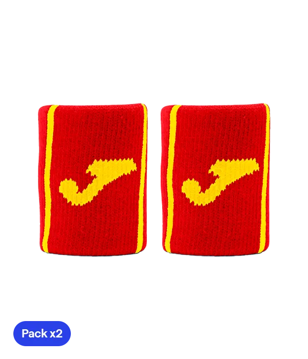 Muñequeras Joma Game Cortas Rojo/Amarillo Pack x2