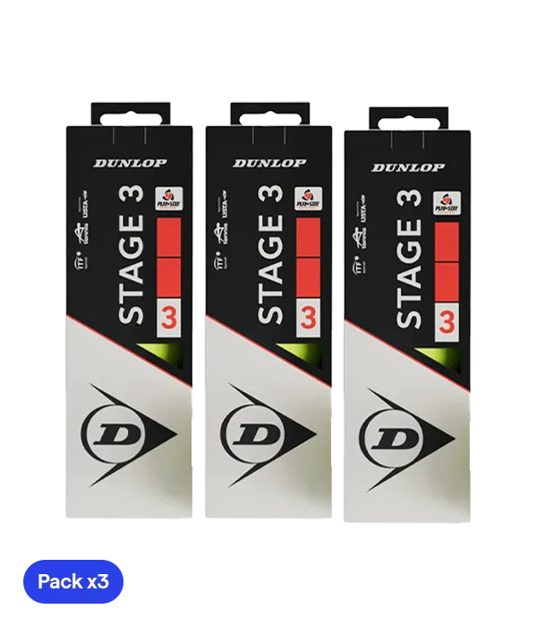 Pelotas Dunlop Stage 3 Rojo/Amarillo (Pack x3) 2025