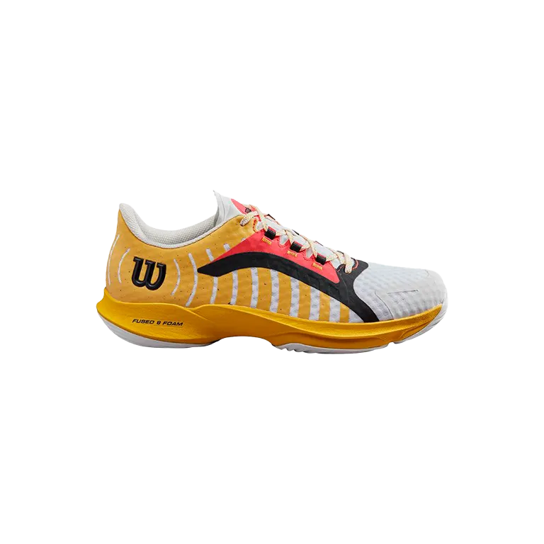 Sapatilhas de padel Wilson Hurakn Pro Branco/OldGold/Fiery 2023