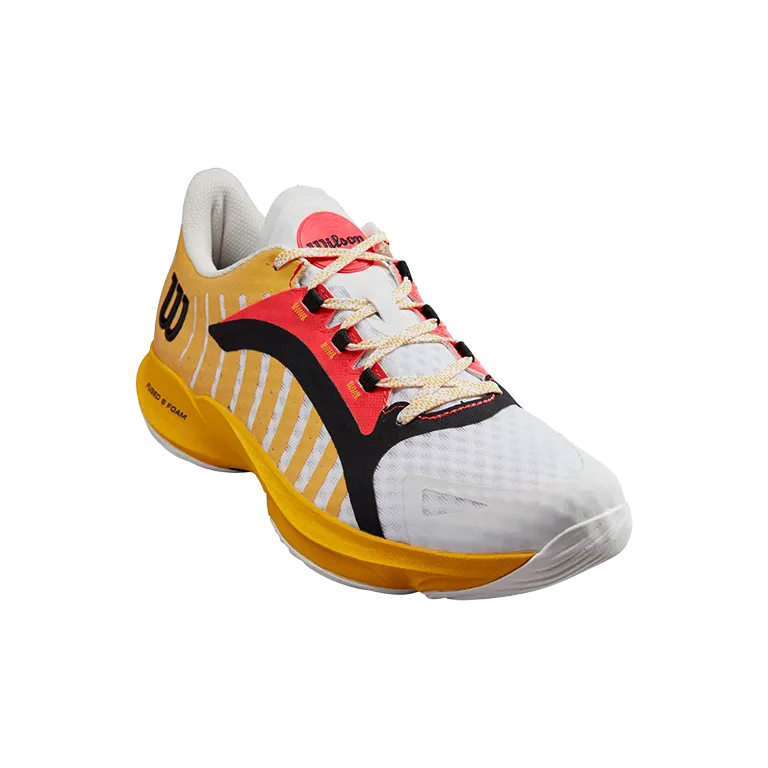 Sapatilhas de padel Wilson Hurakn Pro Branco/OldGold/Fiery 2023