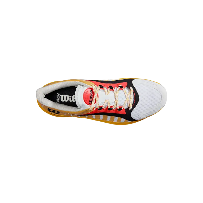 Sapatilhas de padel Wilson Hurakn Pro Branco/OldGold/Fiery 2023