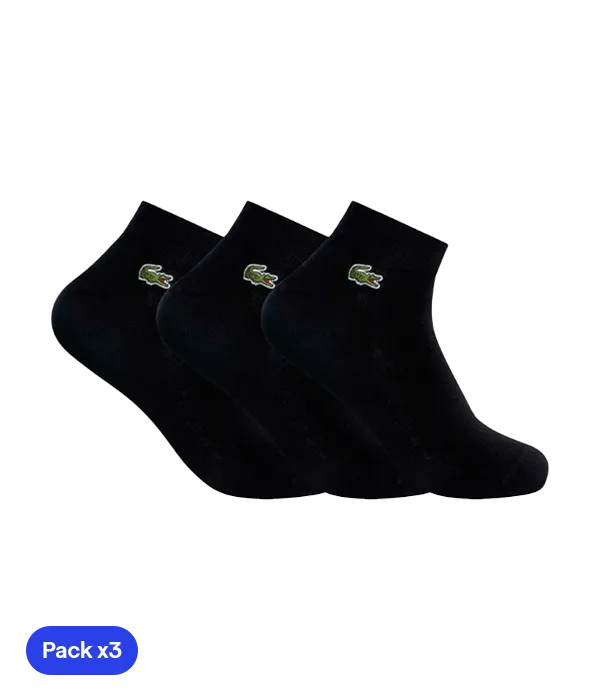Calcetines Lacoste Cortos Negro (Pack x3)