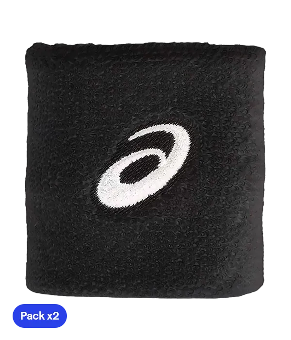 Muñequeras Asics Cortas Negras (Pack x2) 2025
