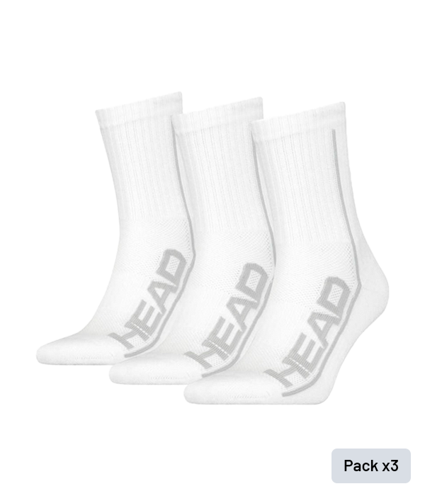 Head Performance Short Crew Socks White/Grey (x3)