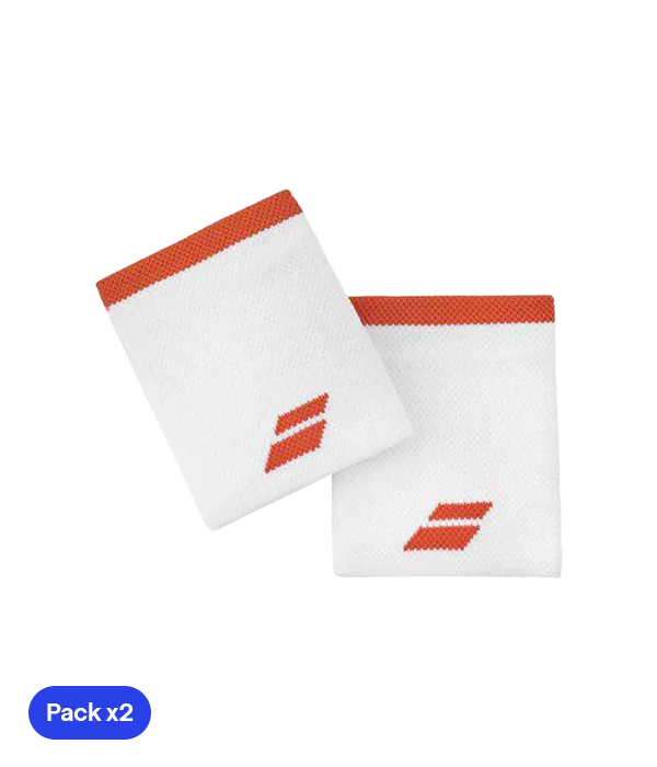 Muñequeras Babolat Yumbo mediana (Pack x 2) Blanco/Rojo