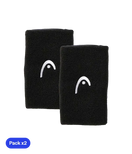 Muñequeras Largas HEAD Negro (Pack x2)