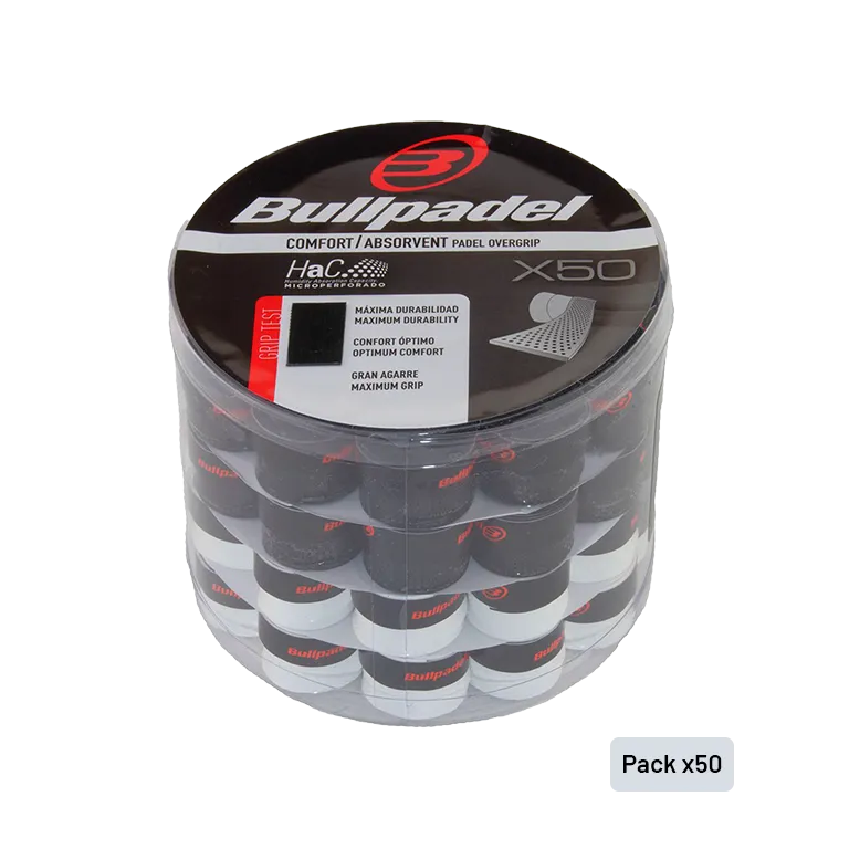 Secchio di Overgrips Bullpadel GB1201 perforato Nero/Bianco (x50)