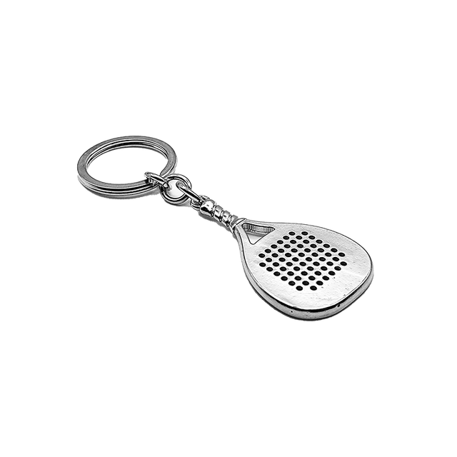 Silver Padel racket keychain