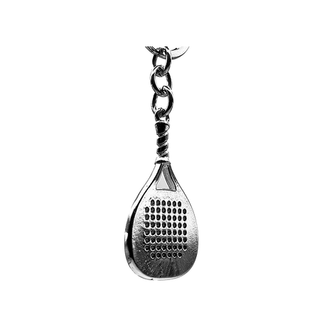 Silver Padel racket keychain