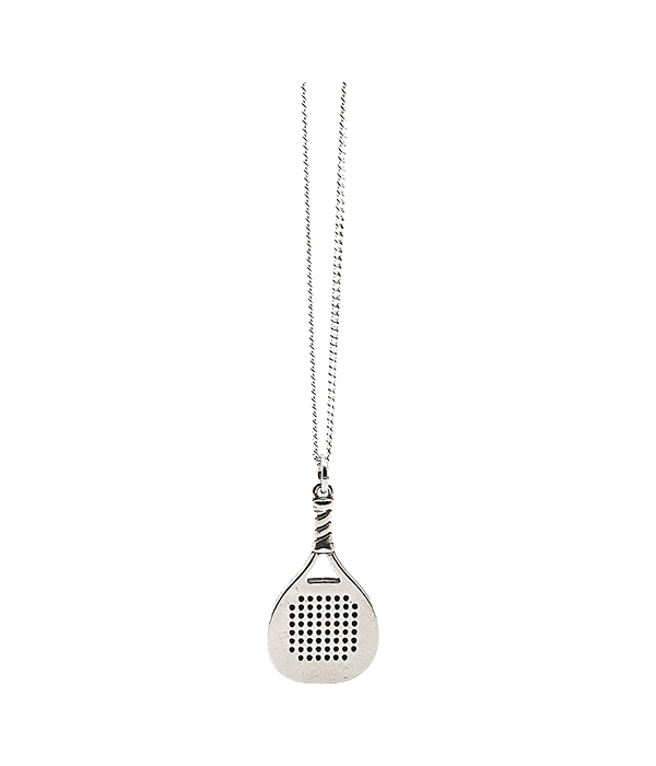 Silver Diamond padel racket pendant