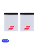 Muñequeras Babolat Jumbo Blancas Logo Rojo (Pack x2)