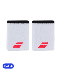 Babolat Jumbo White Wristbands Logo Red (Pack x2)