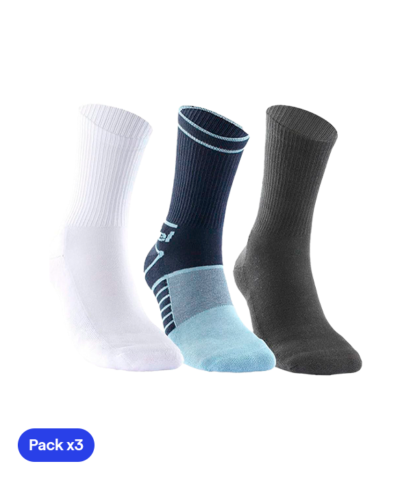 Calcetines Bullpadel BP-2406 Blanco/Azul/Negro 2024 (Pack x3)